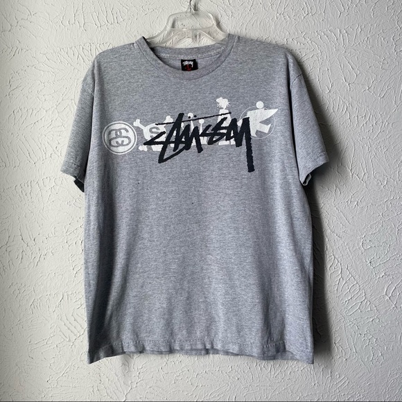 Stussy Other - Stussy vintage T-shirt double two size print gray 90’s Large